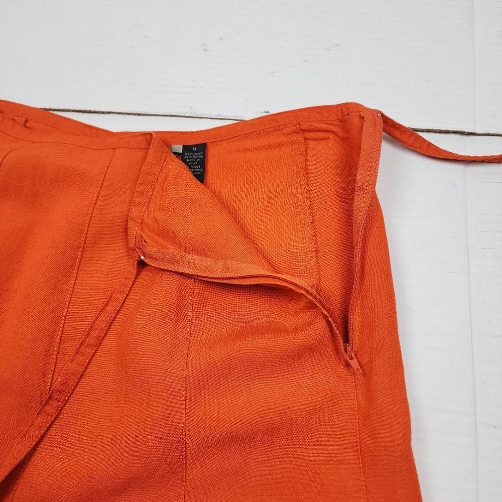 Sherry Taylor Orange Ramie Rayon A-Line Mini Skirt Size M Coastal Summer - Picture 6 of 11